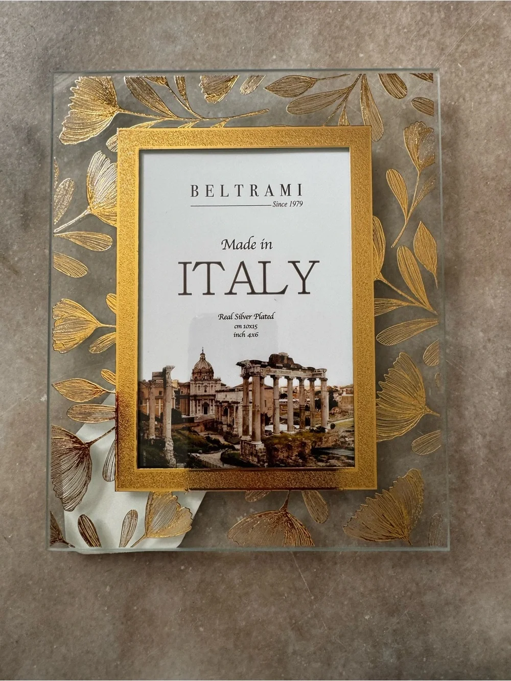 Gold Floral Glass Photo Frame - Gold